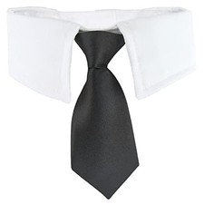 Black Neck Tie Dog Collar, Tux Dog Collar for Weddings with Handcrafted M