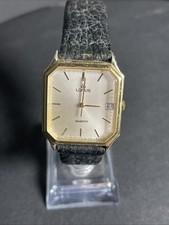 Vintage Lorus Mens Gold Tone Wrist Watch W/Date Y142-5050 Gold Tone 0094