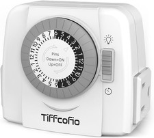 Indoor Mechanical Light Timer Plug in Switch with 2 Grounded Outlets for Lamps