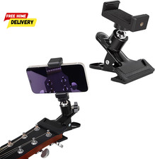 LMS Guitar Phone Mount Black Clamp Install Clip on 360 Rotating Ball Head Suitab