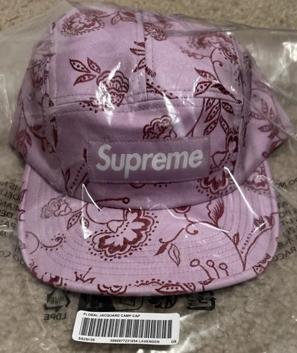 Casquette de camp jacquard fleurie suprême OS réglable SS25 lavande neuve avec étiquette LIVRAISON GRATUITE !