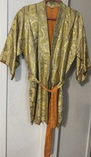 Gold Brocade Haori Kimono Made in Japan with Orange Lining and Sash