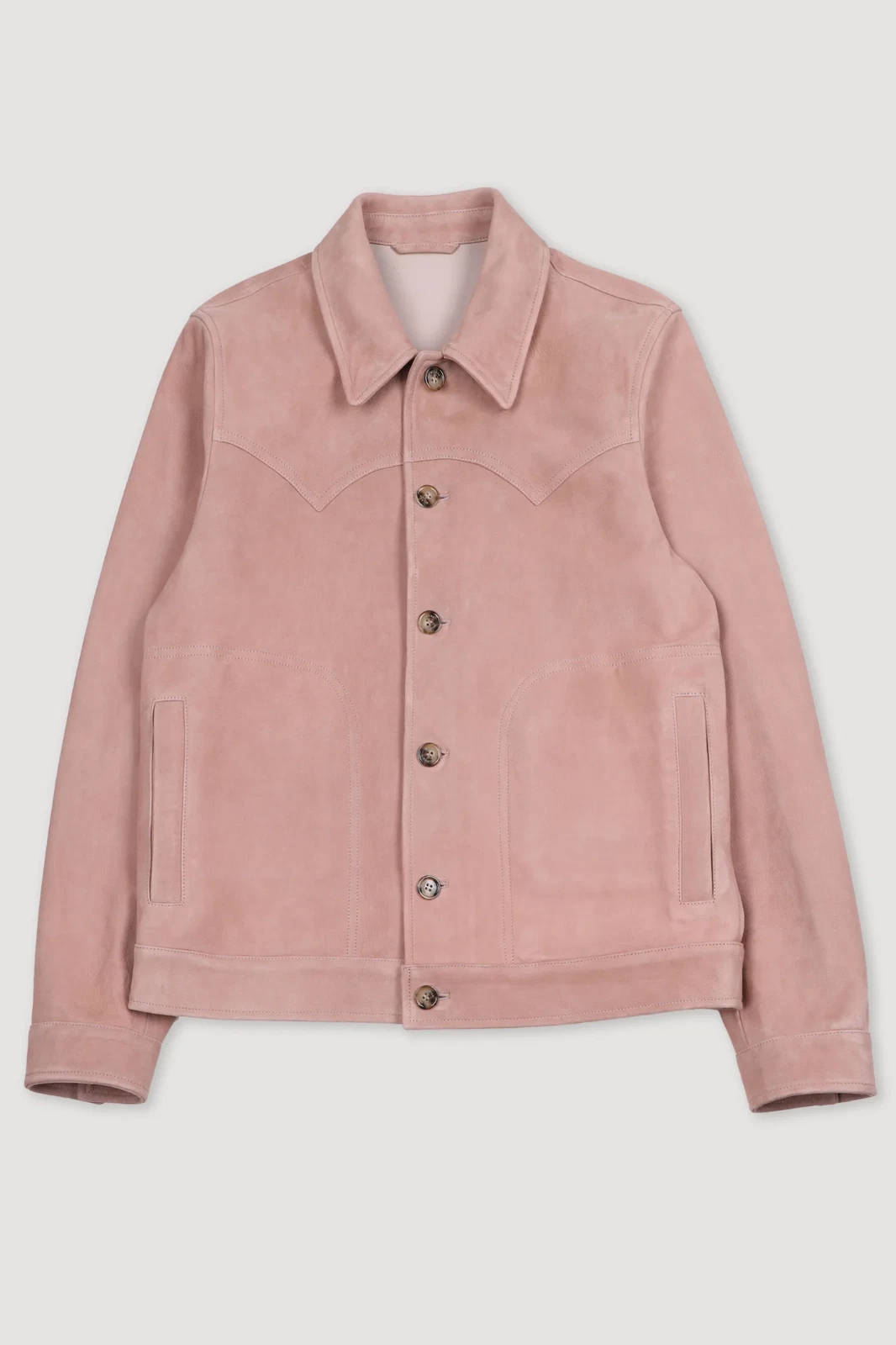Pink Leather Trucker Jacket for Men Pure Suede Custom Made Size S M L XXL 3XL