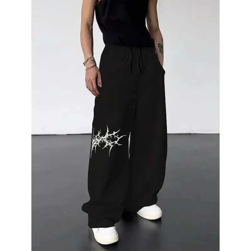 Gothic Print Graphic Sweatpants Wide Leg Baggy Joggers Streetwear