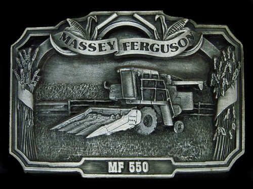 UB01166 *NOS* VINTAGE 1986 **MASSEY FERGUSON MF 550** TRACTOR PEWTER BELT BUCKLE