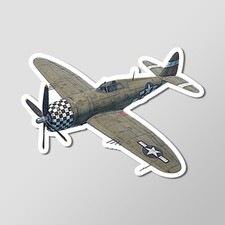 P-47 Thunderbolt 'Razorback' WW2 Fighter Plane Vinyl Laptop Glossy Sticker 4"