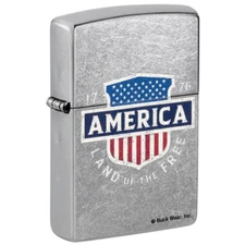 Zippo Lighter - Buck Wear™ 1776 Land of the Free Street Chrome - 48938