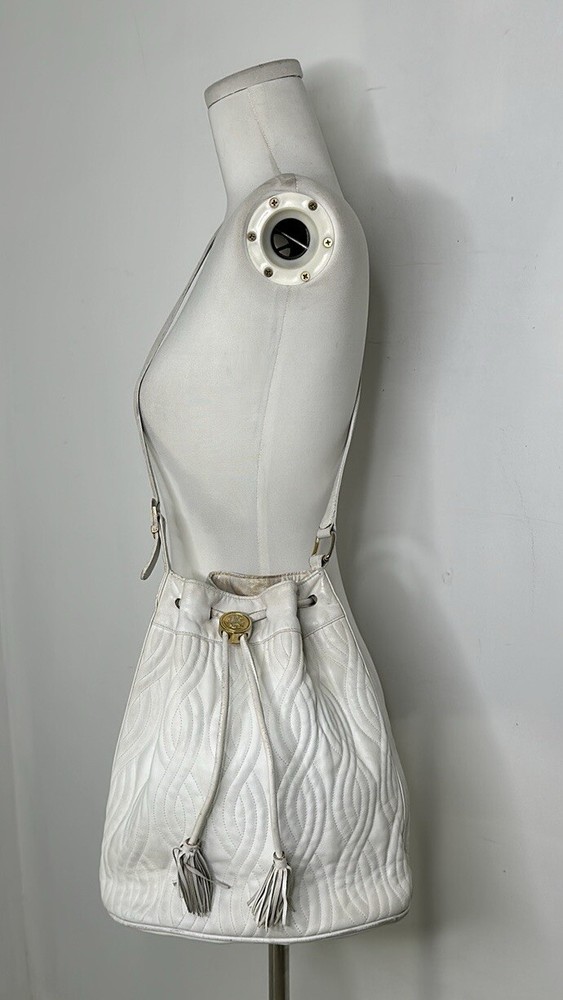 Vintage Fendi 80s White Quilted Bucket Bag
