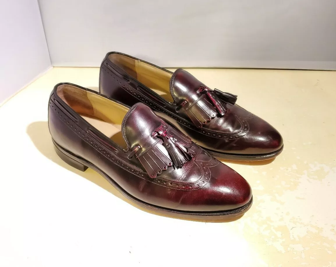 JOHNSTON MURPHY Aristocraft Burgundy Wingtip Tassels Penny Loafers Men s 7.5 D