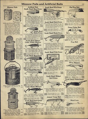 1928 PAPER AD South Bend Fishing Lure Oreno Minnow Jointed Vamp Zig Wag Fisher