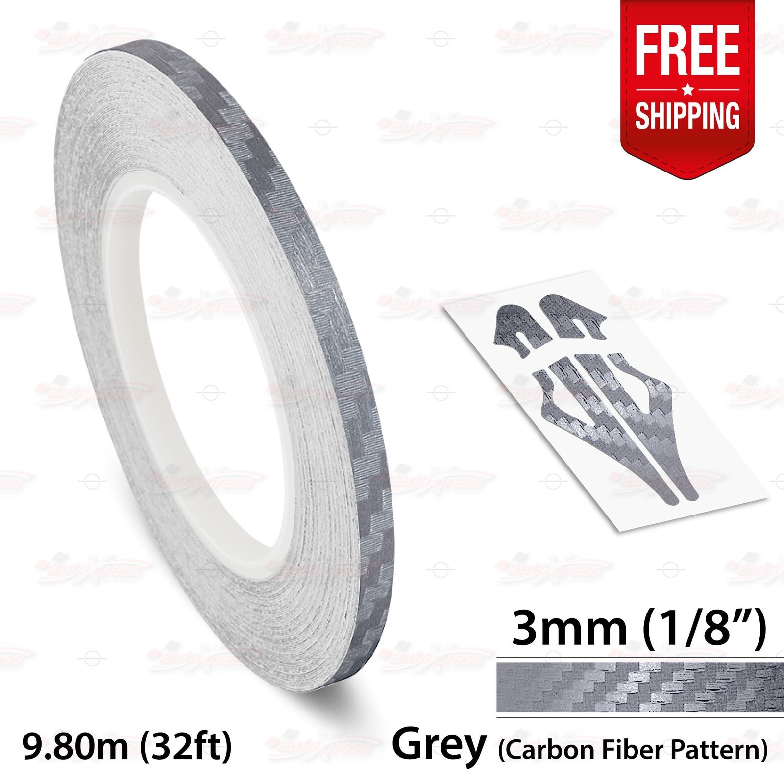 CARBON FIBER GRAY 1/8" 3mm PIN STRIPE Car Striping TAPE Decal Vinyl Sticker