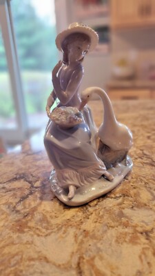 lladro figurine 5034 Girl with goose trying to eat grapes. 1979 retired collecti