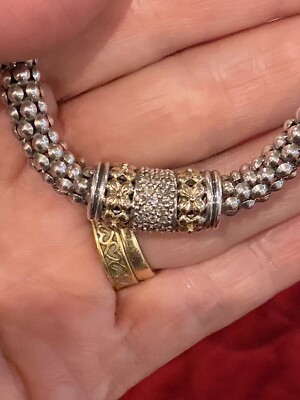 Gabrielle Bruni Sterling 14K Diamond Necklace Popcorn 925 Blossoms 17 