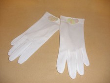 1960's White Daytime Gloves w/ Irridenscent Paillettes - Estate Find Never Worn