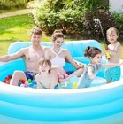 Large Inflatable Family Pool with Built-in Seat&Backrest Outdoor Fun for Kids