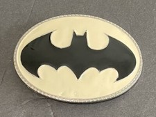 Batman Logo Painted Enamel Silver Tone Large Belt Buckle