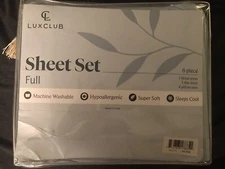 LuxClub 6 PC Full Sheet Set, Breathable Luxury Bed Sheets, Deep Pockets, Lt Teal