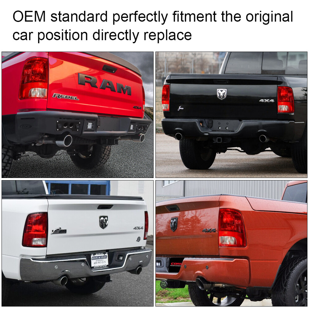 Pair Of Black Smoked Lens Tail Light Assemblies For 2009-2018 Dodge Ram 1500 - Halogen, DOT/SAE Certified