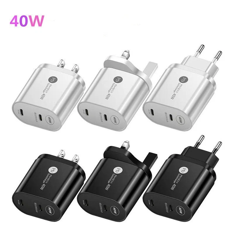 40W Fast Wall Charger PD Plug USB-C Type C Adapter For iPhone Series 2 Port - Image 3 of 4