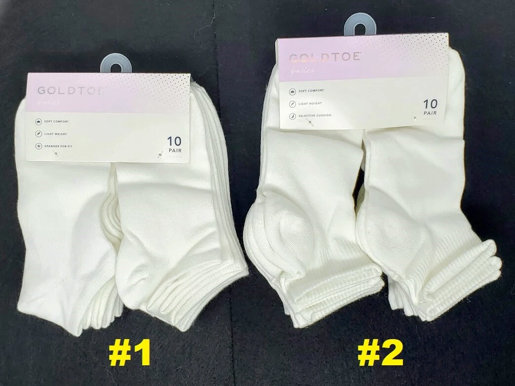 GOLD TOE Womens 10 Pack Lightweight Ankle/ Cushion No-Show Socks, shoe sz 4-10.5