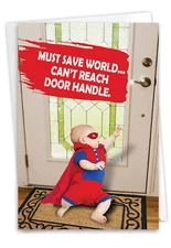 1 Funny Father's Day Card with Envelope - Must Save World C3442FDG