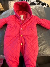 Ralph Lauren Quilted Snow Suit Baby Bunting 3m Fleece-Lined w/Plaid Hood Preppy