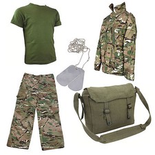 Kids Pack 8 HMTC Camo MTP Multicam Match Army Military Fancy Dress FREE Dog Tags