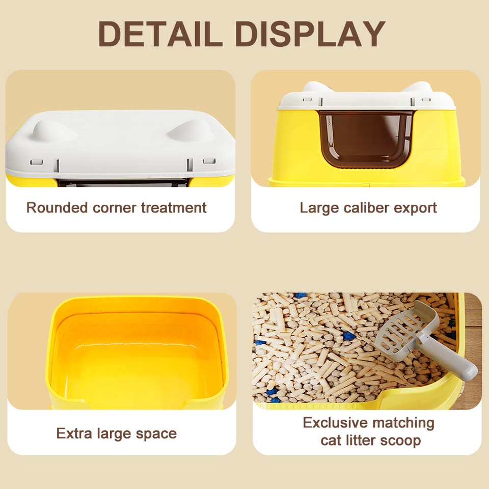 Large Cat Litter Box Enclosed Cat Litter Pan with Handle for Big