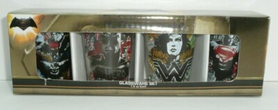 Batman V Superman Set of 4 Shot Glasses Justice League Wonder Woman DC Comic JLA