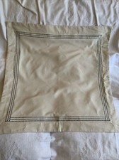 Signature Madison Park Euro Pillow Sham Ivory with Blue Trim Button Closure