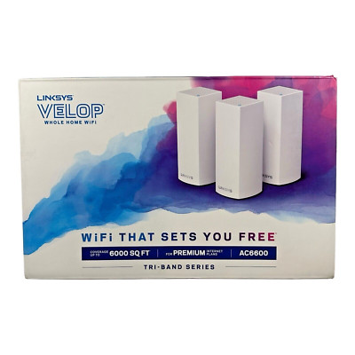 Linksys Velop WHW0303 AC6600 Tri-Band Whole House Mesh Technology 3 Wi-Fi Nodes