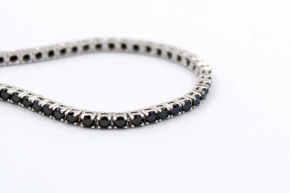 Bracciale Tennis Uomo Pietre Nere Zirconi Argento 925 Varie Misure Gioielli - Immagine 3 di 3
