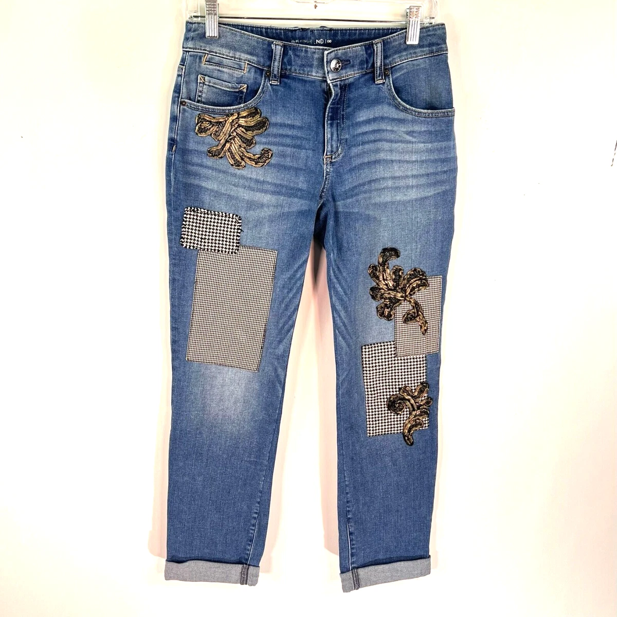 Embroidered cropped jeans store