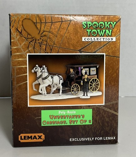 UNDERTAKER'S CARRIAGE SET OF Lemax Spooky Town Halloween Village 03322 Retired - Picture 3 of 12