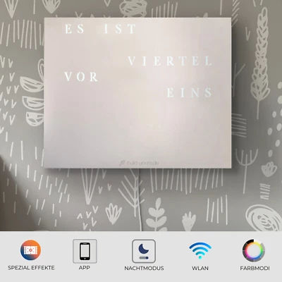 WordClock Jupiter PLAIN GRAY - Wortuhr Deutsch - LED Wanduhr - Minimalismus Stil - Bild 1 von 4