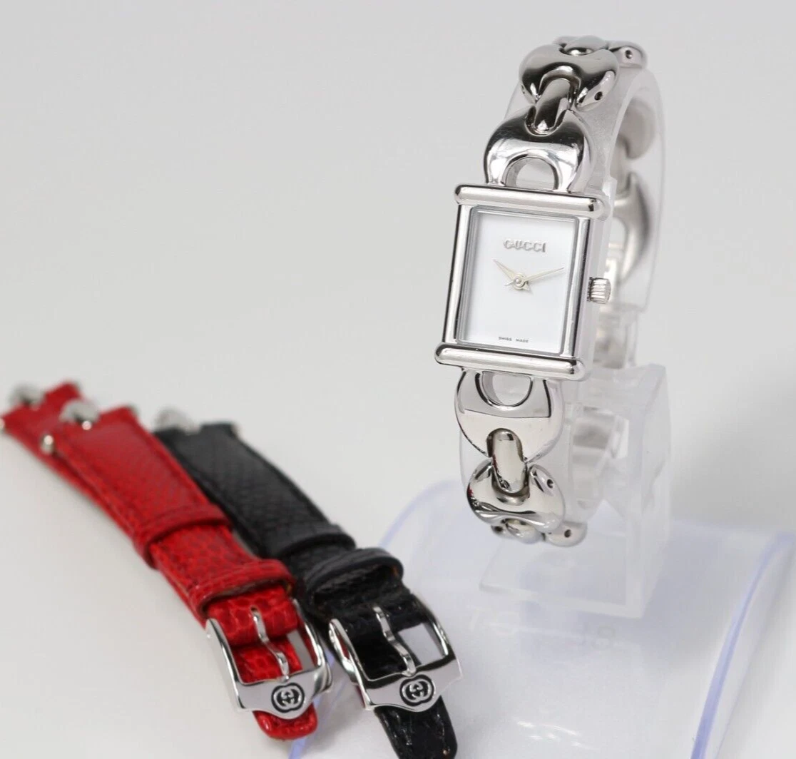 [Presque comme neuve avec ceinture, lien] Montre pour femme GUCCI 1800L ceinture à changement argent 16 mm quartz