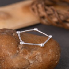 Pure Sterling Silver Round Balls Band Beads Ring Science Inspired Jewelry