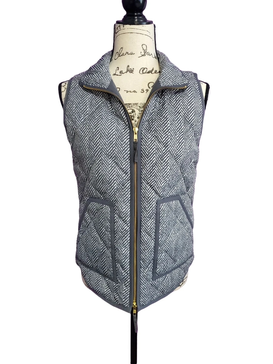 J. Crew Women s Herringbone Puffer Vest Size XS eBay