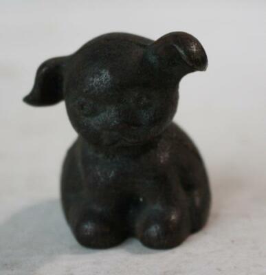 Fido Pup Figurine Cast Iron Paperweight BUCKI Carbons Ribbons Floppy Ears Pup --