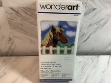 Pony Latch Hook Finished Piece by Wonder Art 426134 12" sq Horse Pillow or Wall