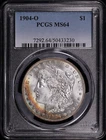 1904-O Morgan Dollar PCGS MS-64 - Vibrant Rainbow Rev. & Crescent Obv. Toning!