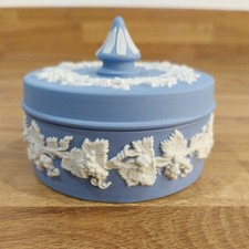 Vintage Blue & White Jasperware Jasper ware Ring Pot Trinket Box Wedgwood