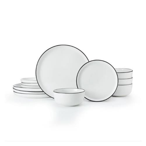Mikasa Limestone 12pc Porcelain Dinner Set, White Dinner Service for 4 with Dinner Plates, Side Plates & Bowls | Gift Boxed & Dishwasher Safe - Image 3