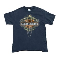Harley Davidson Skull Graphic T Shirt L Black Sioux Falls SD