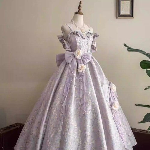 Lolita Evening/Princess Dress Sweet Bow Sleeveless Lace Waist Prom Dress Ladies - 第 1/24 張圖片