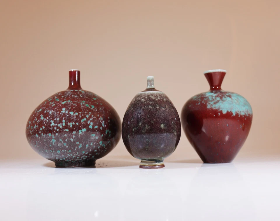 3 Stoneware Vases with Aniara Glaze Berndt Friberg Gustavsberg 1959 - Image 2 of 4