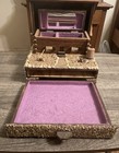 Log Cabin Jewelry Box Vintage Very Detailed W/ Rock Covered Front Chimney & Axe — photo 1
