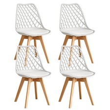 Set di 4 sedie imbottite da pranzo soggiorno cucina Sedia in rete trafora bianco