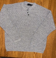 Vintage Bill Blass Menswear Sweater Mens XXL Blue Gray 100% Cotton Made in USA
