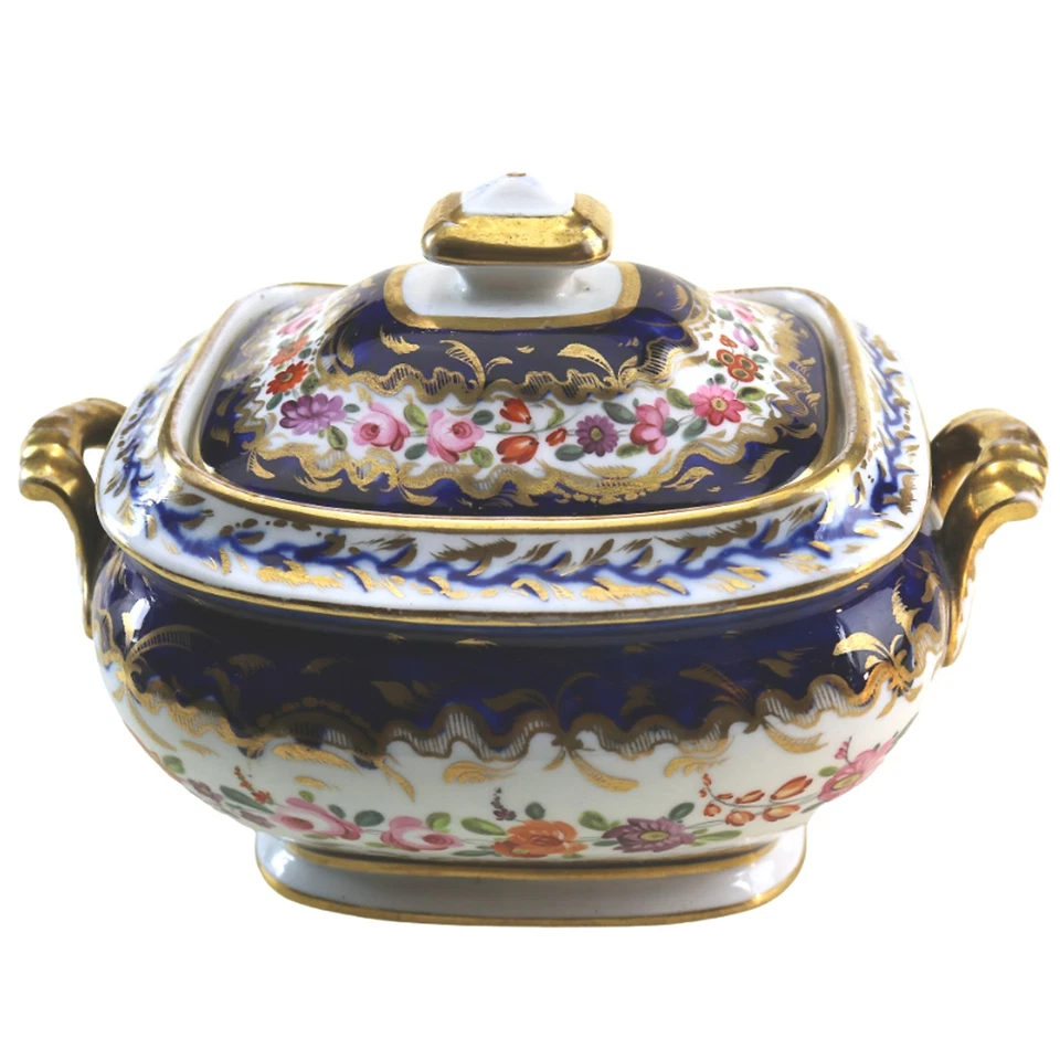 Antique Georgian Coalport porcelain hand-painted Sucrier pattern 500 C.1810 - Image 2 of 4